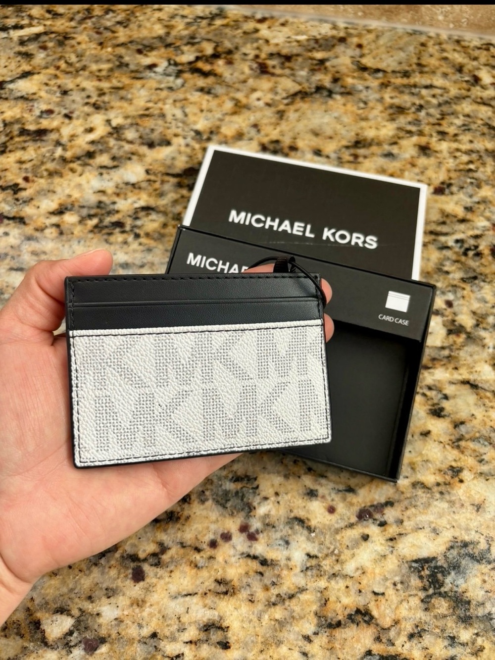Michael Kors Silver and Black Signature Card Holder - Picture 2 of 7